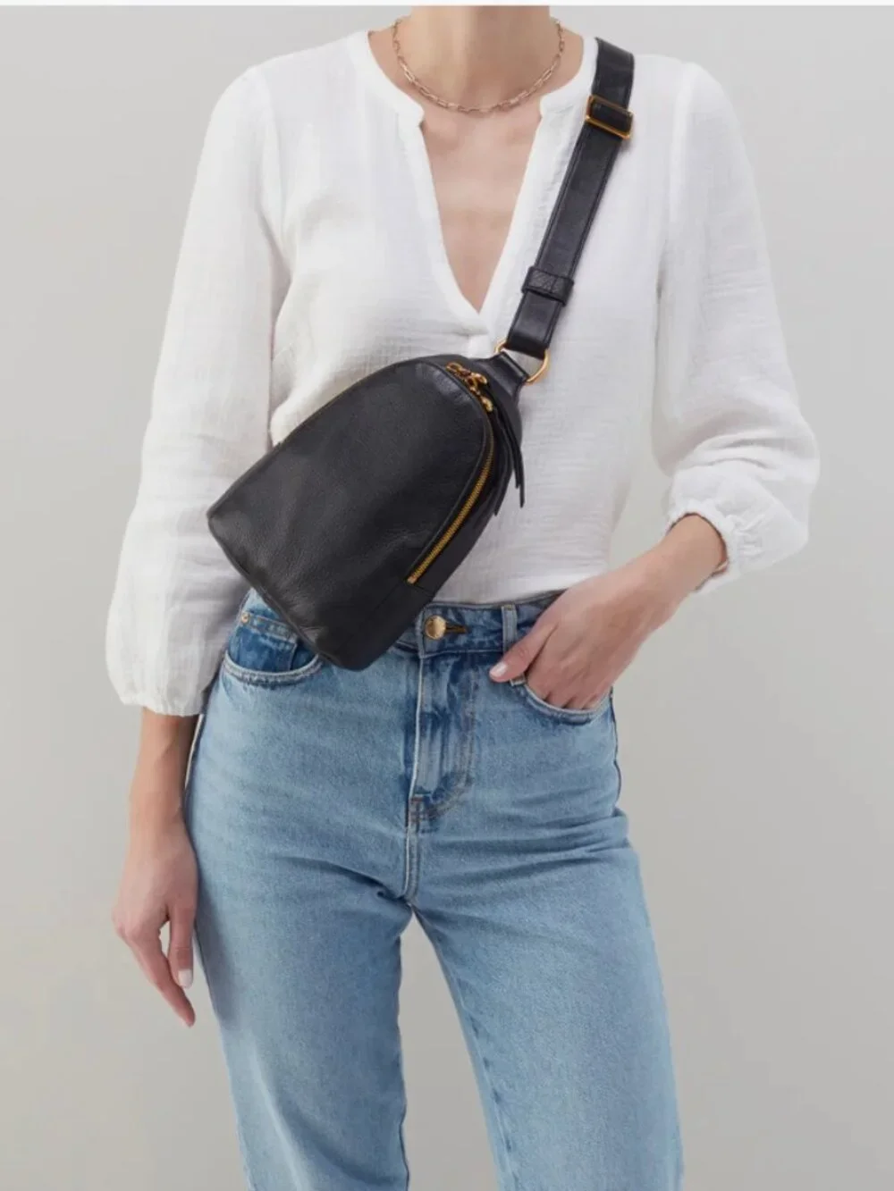Hobo Fern Sling Black Crossbody Bag